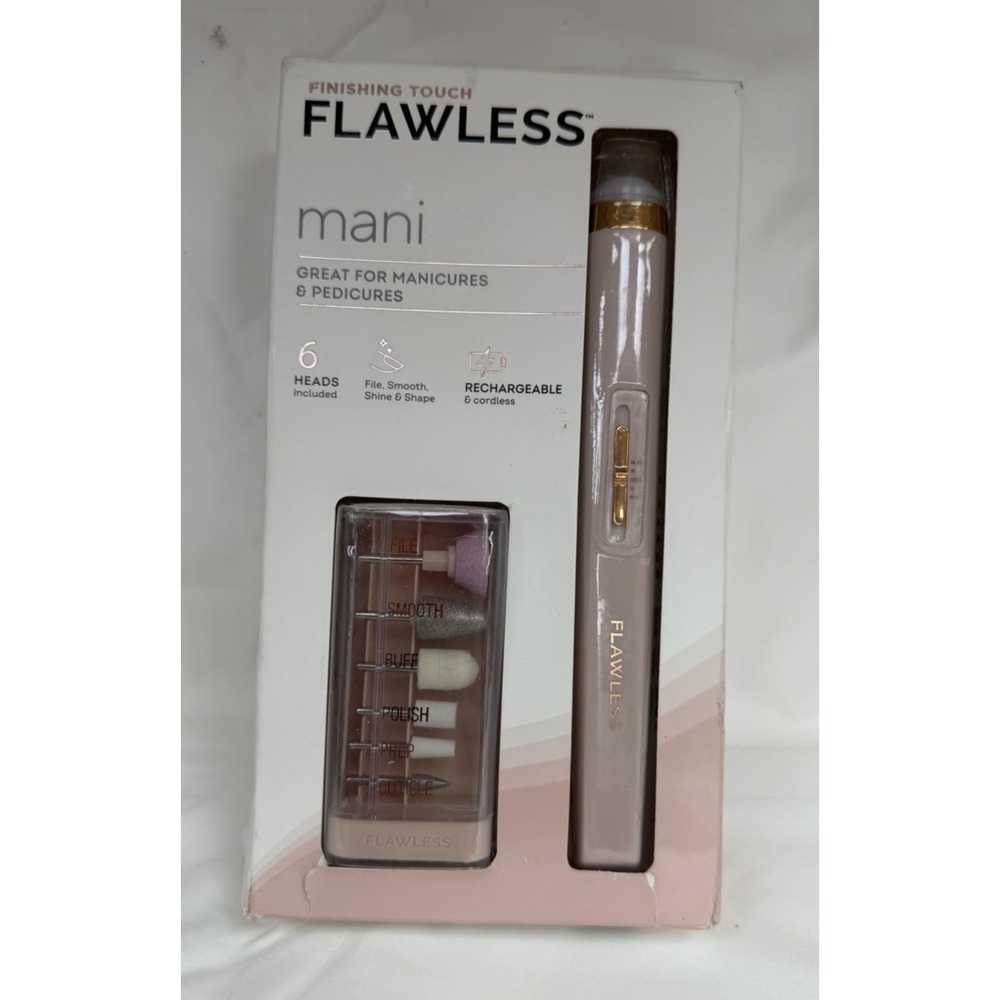 Flawless Finishing Touch Salon Nail Rechargeable Mani Device 6 Heads Damaged Box